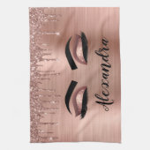 Linge De Cuisine Rose Gold Glitter Sparkle Eyelashes Monogram (Vertical)