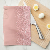 Linge De Cuisine Rose Gold Luxe Brillante Monogramme Élégant (Quart Plié)