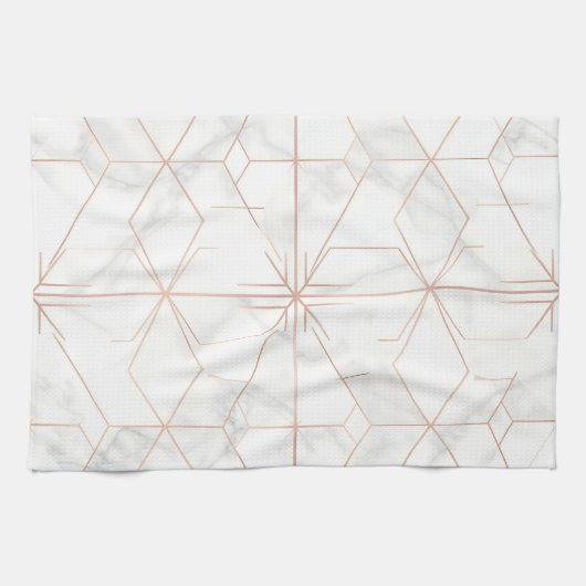 Linge De Cuisine Rose Gold Marble Geometric Pattern (Horizontal)