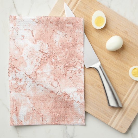 Linge De Cuisine Rose Gold Marble Parties scintillant 2 (Quart Plié)