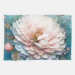 Linge De Cuisine Rose Gold Turquoise Bloom Art