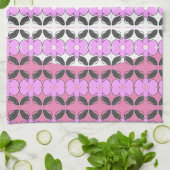 Linge De Cuisine Rose gris et blanc (Plié)