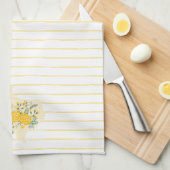 Linge De Cuisine Rose jaune du Texas - En vichy Etat avec Rose (Quart Plié)