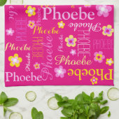 Linge De Cuisine Rose jaune filles nom fleur cuisine graphique (Plié)