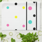 Linge De Cuisine Rose jaune Turquoise noir Pois (Plié)