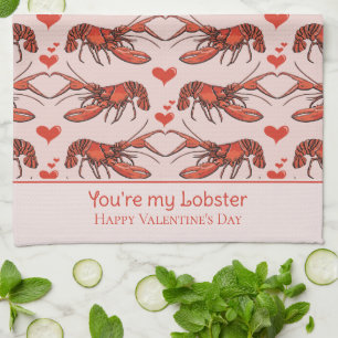 Linge De Cuisine Rose mignon Tu es mon homard Saint-Valentin