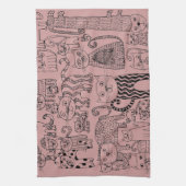 Linge De Cuisine Rose moderne Dusty Cute Cats Motif (Vertical)