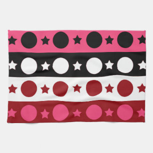 Linge De Cuisine Rose noir blanc Cercle Étoiles rayures Design