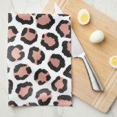 Linge De Cuisine Rose noir moderne  or Empreinte de léopard à huile (Quart Plié)