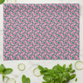 Linge De Cuisine Rose Pâle Foncé + Motif Abstrait Sarcelle (Plié)