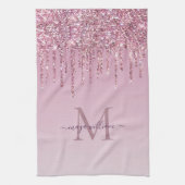 Linge De Cuisine Rose Parties scintillant Lecteurs Monogramme Perso (Vertical)