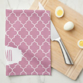 Linge De Cuisine Rose Quatrefoil de cachemire de monogramme (Quart Plié)