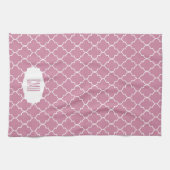 Linge De Cuisine Rose Quatrefoil de cachemire de monogramme (Horizontal)