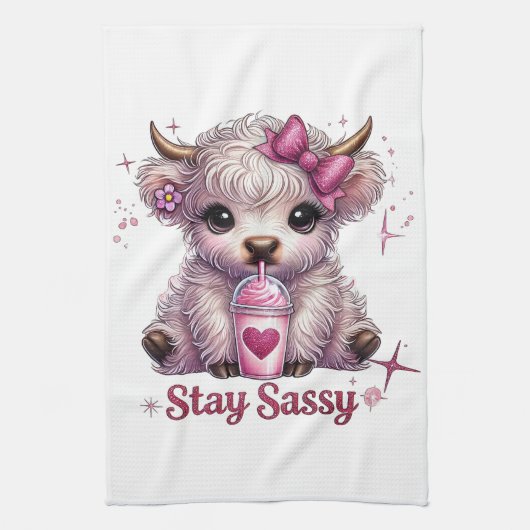 Linge De Cuisine Rose, Reste Impertinente, Vaches des Highlands (Vertical)