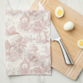 Linge De Cuisine Rose romantique toile de Jouy motif campagne (5) (Quart Plié)