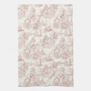 Linge De Cuisine Rose romantique toile de Jouy motif campagne (5)
