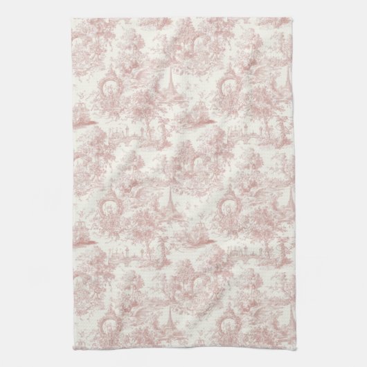 Linge De Cuisine Rose romantique toile de Jouy motif campagne (5) (Vertical)