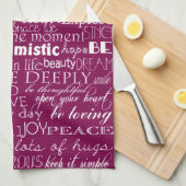 Linge De Cuisine Rose rose blanc mots inspirants Noël (Quart Plié)