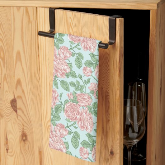 Linge De Cuisine Rose rose Jardin Bouquet Motif (Pliage en tiers)