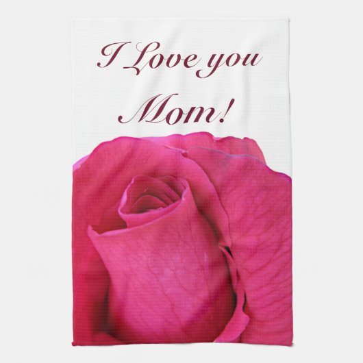 Linge De Cuisine Rose Rose Je t'aime Maman (Vertical)