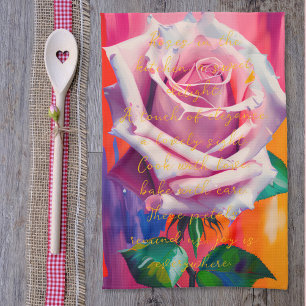 Linge De Cuisine Rose Rose Pâle Gras Bohème Poème Artistique