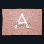Linge De Cuisine Rose Rose Parties scintillant Or & Monogramme étin<br><div class="desc">Parties scintillant Rose Rose Gold Faux et serviettes élégantes étincelantes. Ces serviettes peuvent être customisées pour inclure votre nom initial et prénom.</div>