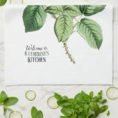 Linge De Cuisine Rose rouge antique - Votre choix de texte (Plié)