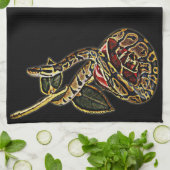 Linge De Cuisine Rose rouge et Ball Python Snake (Plié)