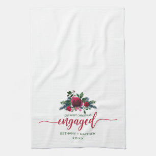 Linge De Cuisine Rose rouge florale pour Noël