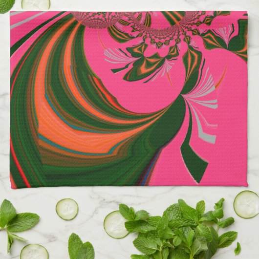 Linge De Cuisine Rose rouge or vert (Plié)