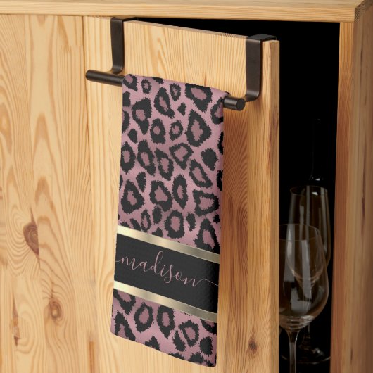 Linge De Cuisine Rose Safari Dusty Leopard - Personnaliser (Pliage en tiers)