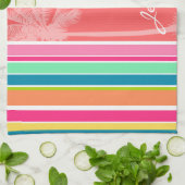 Linge De Cuisine Rose saumoné et vert tropicaux de Seafoam (Plié)