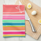 Linge De Cuisine Rose saumoné et vert tropicaux de Seafoam (Quart Plié)