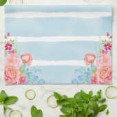 Linge De Cuisine Rose sur bleu (Plié)