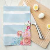 Linge De Cuisine Rose sur bleu (Quart Plié)
