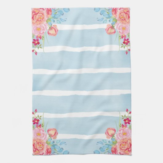 Linge De Cuisine Rose sur bleu (Vertical)
