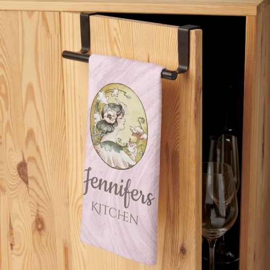 Linge De Cuisine Rose victorien antique (Pliage en tiers)