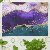 Linge De Cuisine Rose, violet et Parties scintillant Turquoise Peac (Plié)