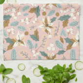 Linge De Cuisine Rosée rousse poinsettia hiver vacances (Plié)