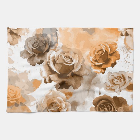 Linge De Cuisine Roses à l'aquarelle 2 (Horizontal)