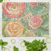 Linge De Cuisine Roses aquarelle (Plié)