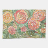 Linge De Cuisine Roses aquarelle (Horizontal)