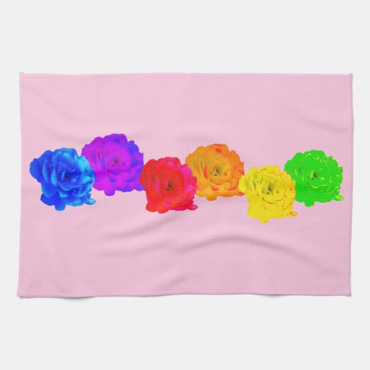Linge De Cuisine Roses arc-en-ciel (Horizontal)
