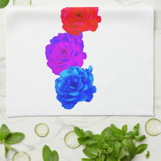 Linge De Cuisine Roses arc-en-ciel (Plié)