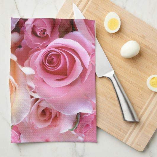 Linge De Cuisine Roses arrangés (Quart Plié)