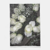 LINGE DE CUISINE ROSES BLANCHES (Vertical)