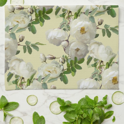 Linge De Cuisine Roses blanches (Plié)