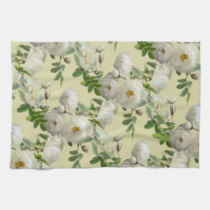 Linge De Cuisine Roses blanches