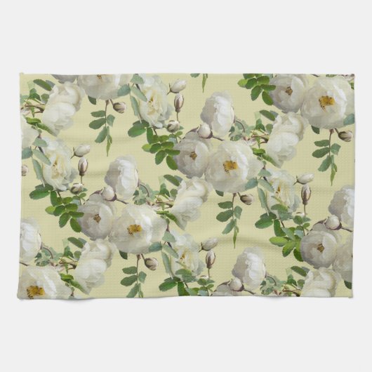 Linge De Cuisine Roses blanches (Horizontal)