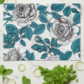 Linge De Cuisine Roses blanches et coccinelles (Plié)